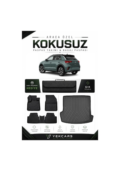 Volkswagen T-roc 2025 Model Aracınıza Özel 4d Karbonlu Kauçuk Paspas Takımı Ve Üst Bagaj Havuzu