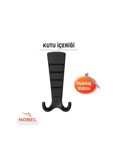 Mina Lüks Portmanto Askı, Metal, Vestiyer Askı, 202 Gr, Dolap Askılık, Duvar Askılığı, Mat Siyah Vidalı
