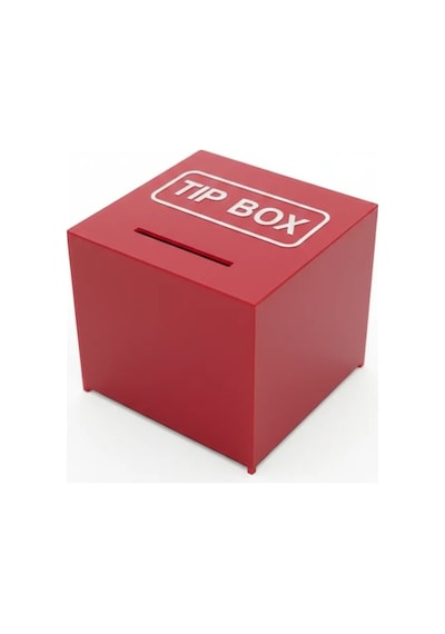 Kare Tipbox - Bahşiş Kutusu Kırmızı - 14x14xh13cm