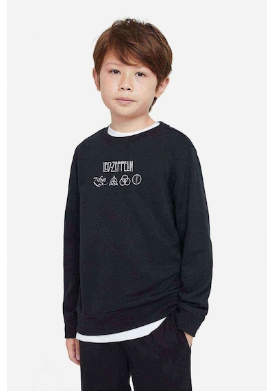 Tshirthane Led Zeppelin 4Lü Logo Baskılı Unisex Çocuk Siyah Sweatshirt