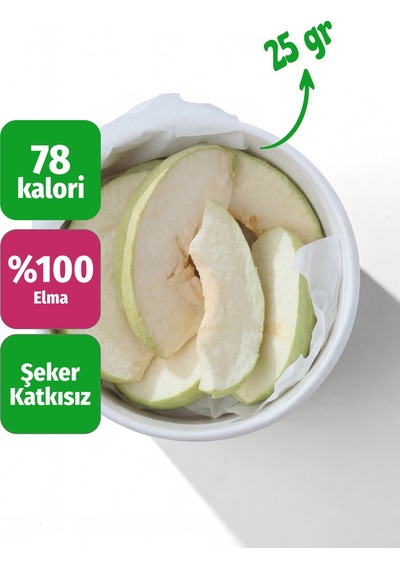 Freeze Dried Dilim Elma Dondurularak Kurutulmuş Meyve Cipsi 25 G
