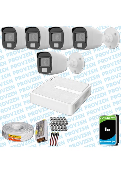 Provzen Hilook 5 Kameralı Full Hd Colorvu Mikrofonlu Güvenlik Kamerası Olay Anında Bildirim