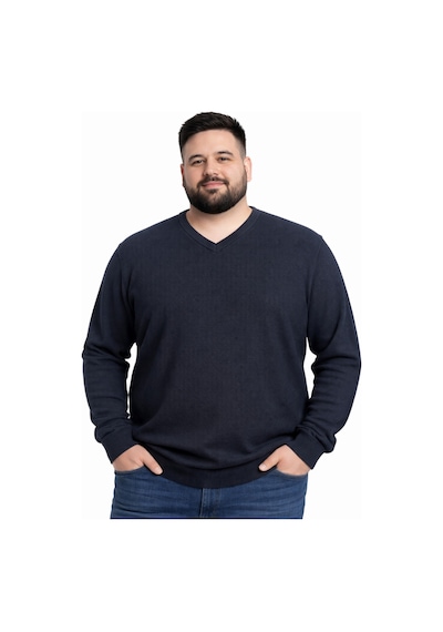 Battalmoda Erkek Büyük Beden Lacivert V Yaka Triko Kazak 3xl-4xl-5xl-6xl