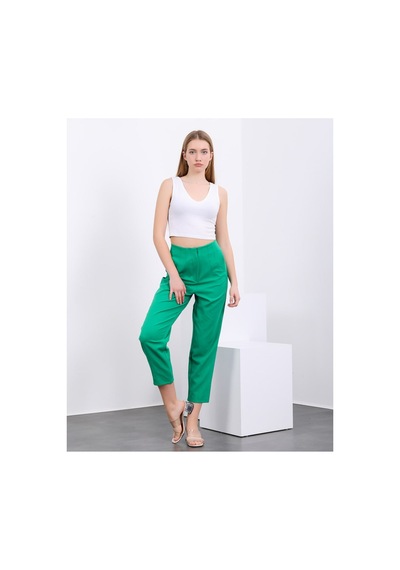 Winmoda34 Kadın Pensli Havuç Kumaş Pantolon Yeşil