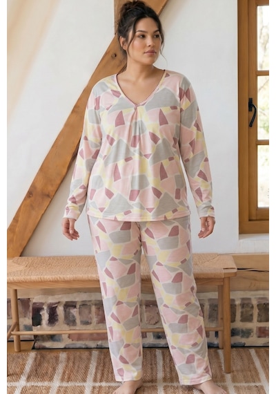 Siyah İnci Desenli Büyük Beden Battal Boy Viskon Örme Pijama Takım 26224856 Çok Renkli Siyah İnci Desenli Büyük Beden Battal Boy Viskon Örme Pijama Takım 26224856 Çok Renkli