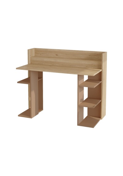 Pantego 124cm Çalışma Masası Bilgisayar Masası Raflı Beyaz Pan1-sk Kahverengi