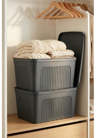 Füme 2'li 27 Lt Ünit Saklama Kutusu & Çok Amaçlı Banyo Ve Ev Düzenleyici Organizer Füme