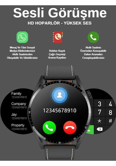 Spor Watch Klasik Arama Yapan Erkek Akıllı Saat Android&ios Huawei Iphone Samsung Uyumlu Kol Saati 8