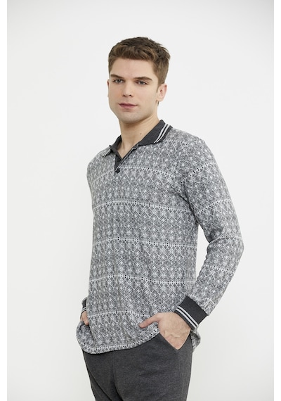 Sementa Yumuşak Dokulu Polo Yaka Pijama Takım - Antrasit Antrasit