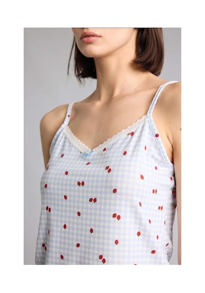 Defacto Regular Fıt Askılı 2li Softshell Açık Mavi Şortlu Pijama Takımı H6376ax26hsbe250 Mavi-be250