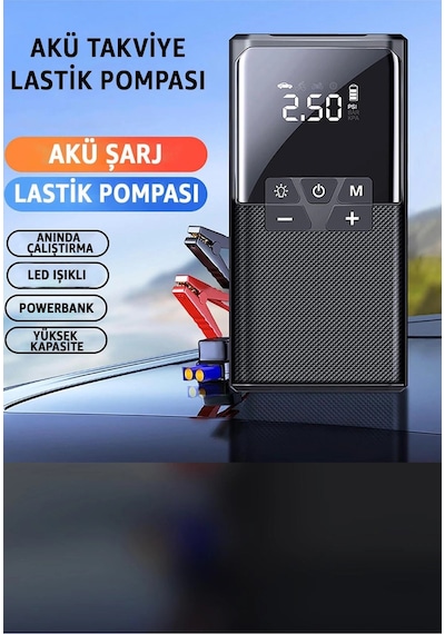 Vothoon12000 Mah Akıllı Akü Takviye Ve Dijital Hava Pompası Akım Korumalı