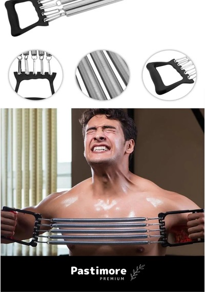 Premium 5 Parça Spor Seti Omuz Sırt Göğüs Kol Bilek Kası Geliştirme Seti Kas Geliştirme Fitness Seti Siyah