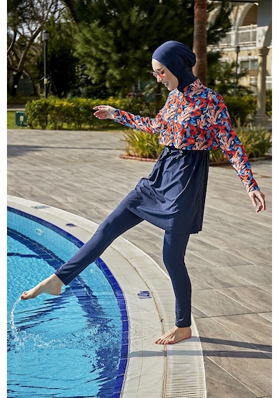 Remsa Mayo Remsa Tam Kapalı Tesettür Mayo R113 Batik Siyah