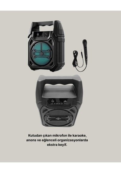 Hubrendy Tekno Taşınabilir 6.5 Bluetooth Hoparlör Usb Tf Kart Mikrofonlu Şarjlı Sistem