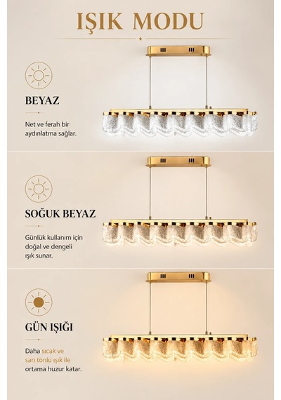 Modern Premıum Şelale Sarkıt Ledli Avize 3 Renk Gold Salon Avizesi 50w Beyaz
