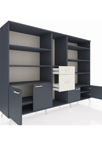 Hyperion Dolap 10 Raflı 2 Çekmeceli 4 Kapaklı 220x44x163 Antrasit Antrasit-antrasit/aytaşı Hyperion Dolap 10 Raflı 2 Çekmeceli 4 Kapaklı 220x44x163 Antrasit Antrasit-antrasit/aytaşı