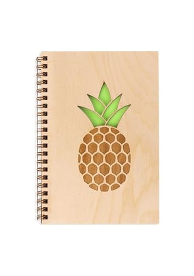 Tasarımlı Ahşap Kapaklı Defter 18 Cm X 12 Cm 48 Yaprak Not Defteri Çok Renkli