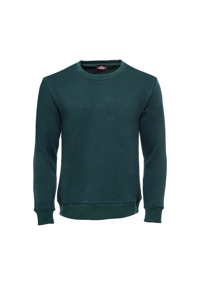 Yeşil Desensiz Bisiklet Yaka Sweatshirt - Wessi Siyah