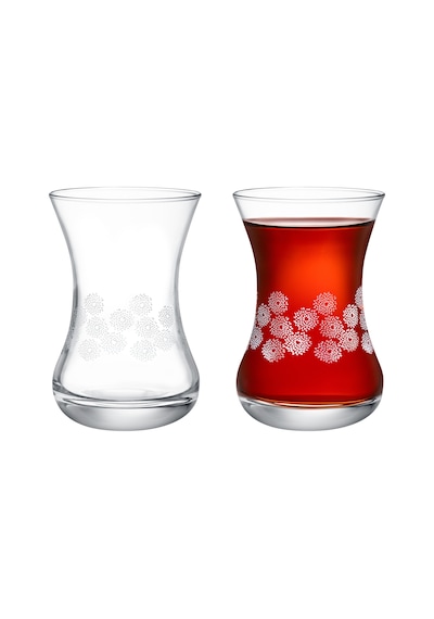 Madame Coco Lavem-white Flowers 6-lı Çay Bardağı Seti 1kbard0568155ml-std Şeffaf