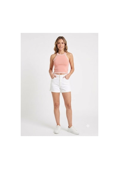Onno Style Women Kolsuz Askılı Halter Yaka Triko Kadın Bluz Somon