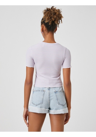 Koton Crop Tişört Dokulu Bisiklet Yaka Kısa Kollu Viskon Karışımlı Lila Çizgili 3sal10138ık 3SAL10138IK3S5 Lila Koton Crop Tişört Dokulu Bisiklet Yaka Kısa Kollu Viskon Karışımlı Lila Çizgili 3sal10138ık 3SAL10138IK3S5 Lila
