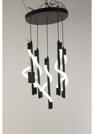 Lüks Spiral Tasarım Modern Burgulu Seri 3 Renk Ledli Şık Salon Avizesi Siyah