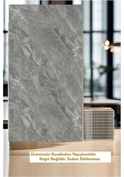 10 Adet 60x30 Kendinden Yapışkanlı Gri Pvc Panel Gri