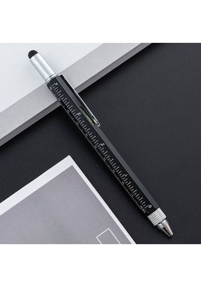 Pilotlara Özel Tasarımlı 6'sı 1 Arada Çok Fonksiyonlu Kalem Seti - İsme Özel Baskılı Siyah