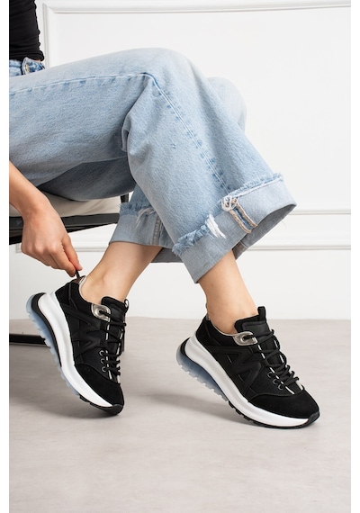 Shoetek Susanne Kadın Sneakers Bağcıklı Spor Ayakkabı Siyah Süet