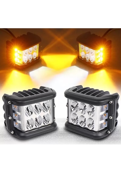 Motosiklet, Arazi Aracı 12 Ledli Beyaz Renk Turuncu Sinyalli Sis Farı Lambası 2 Adet