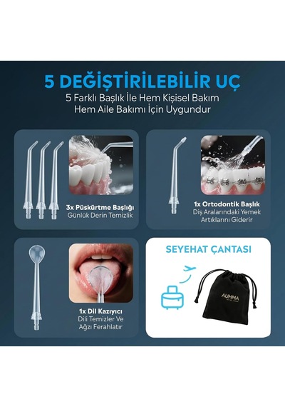 Tr Kablosuz Ağız Duşu Su Püskürtücü Amf11 4 Farklı Temizleme Modu, Güçlü Basınç, Şarjlı Ve Taşınabi