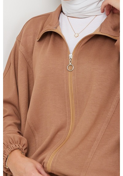 Bestenur Fermuarlı Oversize Takım 1595 - Vizon Vizon