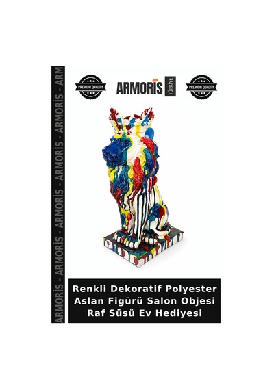 Renkli Dekoratif Polyester Aslan Figürü Salon Objesi Raf Süsü Ev Hediyesi