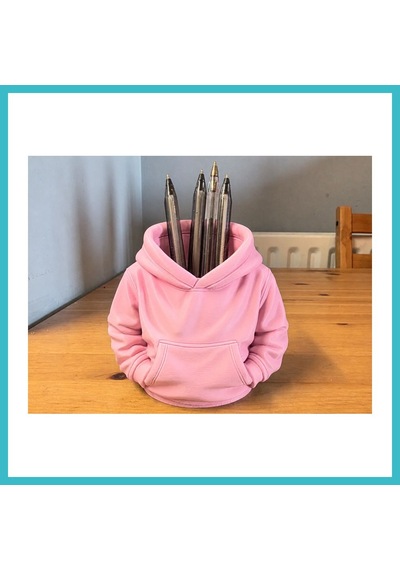 Bezos 3d Baskı Kapüşonlu Sweatshirt Kalemlik - Masaüstü Organizer-pembe Dfnbez