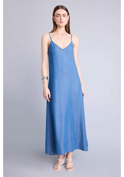 Defacto Fashıon Fıt Tencel Açık İndigo Midi Elbise H2539ax26hsnm85 İndigo-nm85