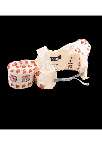 Toyflyer Çilek Ayıcık Desenli Kolluklu Çocuk Yüzme Yeleği Gövde Destekli 2-6 Yaş 15-30 Kg Fl004