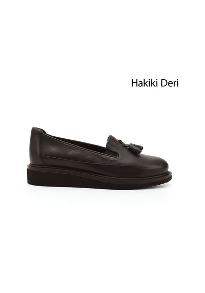 Gönderi(R) Gönderi R Kahve Antik Dolgu Taban Püsküllü Hakiki Deri Ayakkabı Kahverengi
