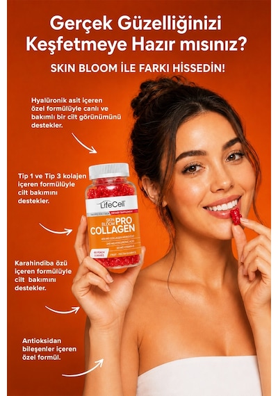 Life Cell Pro Collagen Skin Bloom Takviye Edici Gıda 60 Çignenebilir Jel