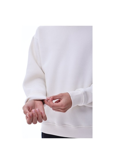 Ekru Erkek Çocuk Sweat Pamuklu Rahat Kalıp Basic Uzun Kollu Ekru