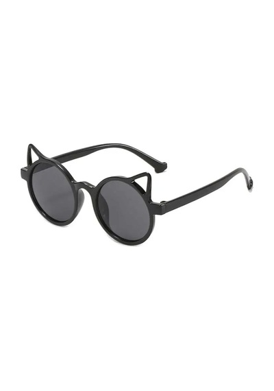 Dabify Siyah Kemik Çerçeve Kedi Tasarım Vintage Retro Unisex Çocuk Güneş Gözlüğü