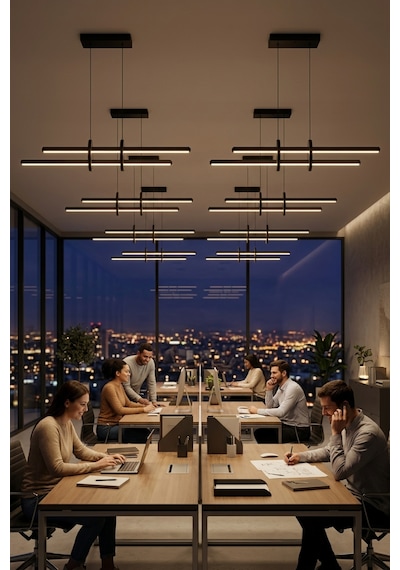 Halo Silver Lineer Led Sarkıt Avize Kumandalı Dim Edilebilir - Aşağı Işık Sarı Işık