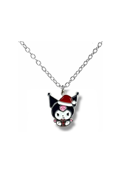 Kuromi Figürlü Siyah Kolye Gotik Tarzda 60 Cm Zincirli Sevimli Anime Takı Çok renkli