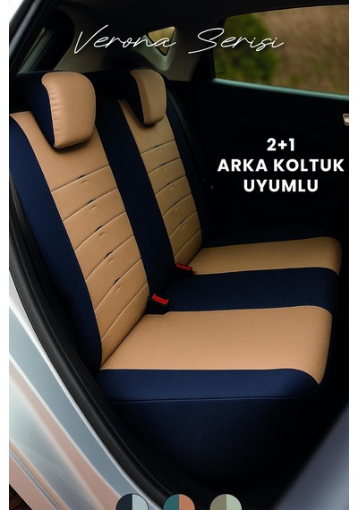 Mitsubishi Space Star 2013-2018 Verona Serisi Raşel Taba Siyah Koltuk Kılıfı Taba - Siyah