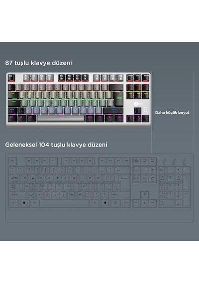 Lecoo GK304 Kablolu Red Switch Makrolu RGB Gaming Mekanik Türkçe Q Klavye