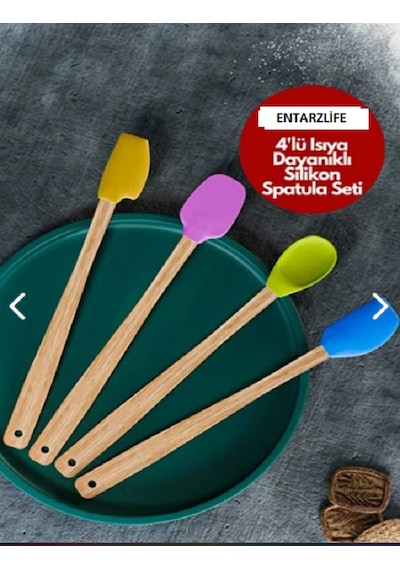 4 Adet Isıya Dayanıklı Silikon Spatula Seti Silikon Mutfak Seti 4