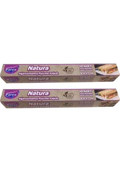 Natura Ağartılmamış Hazır Kesilmiş Pişirme Kağıdı 10 Lu İkili Set