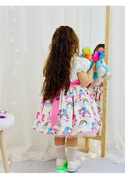 H L Y Karol Tasarım Unicorn Vintage Kız Bebek Elbisesi,doğum Günü,fotoğraf Çekim Elbise,0-12 Yaş Uygun Pembe