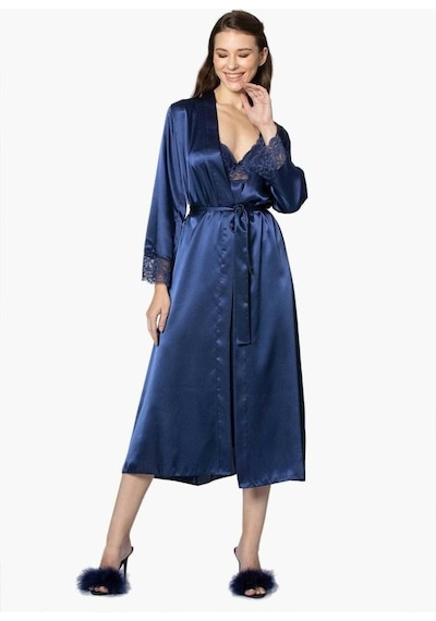 Ceyyiz Pierre Cardin Uzun Saten Sabahlık Gecelik Set 4370