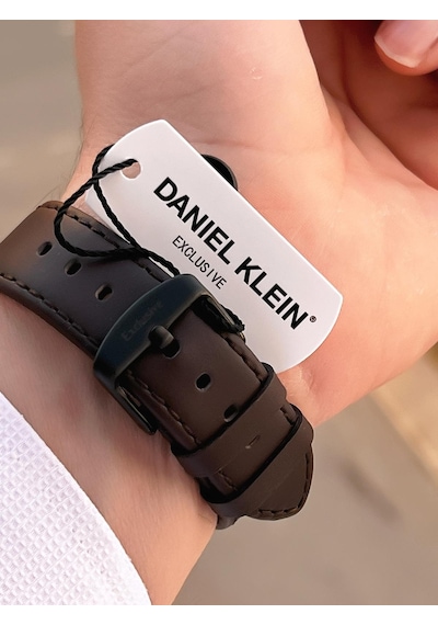 Daniel Klein Erkek Kol Saati 30 Metre Suya Dayanıklı Deri Kayış Kordon + Bileklik Hediyeli Vs.blkt.0675 Gri