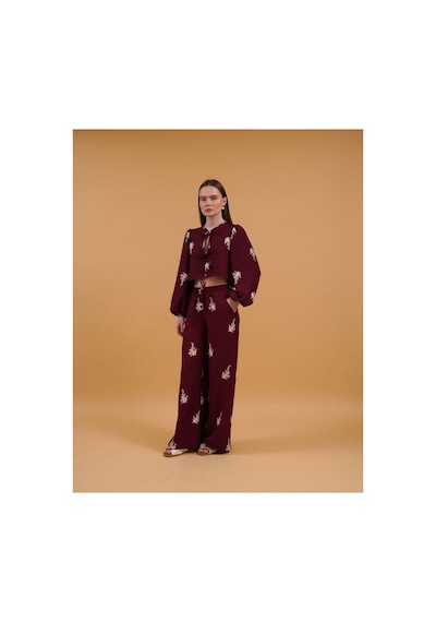 Verymoda Önden Baglamalı Nakışlı Bluz - F1711 Bordo